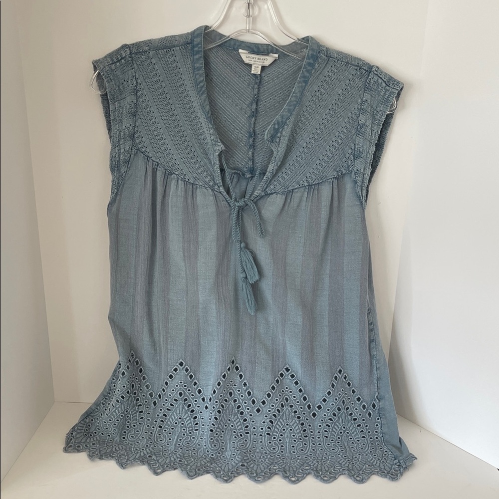 Lucky Brand Light Blue Eyelet Blouse